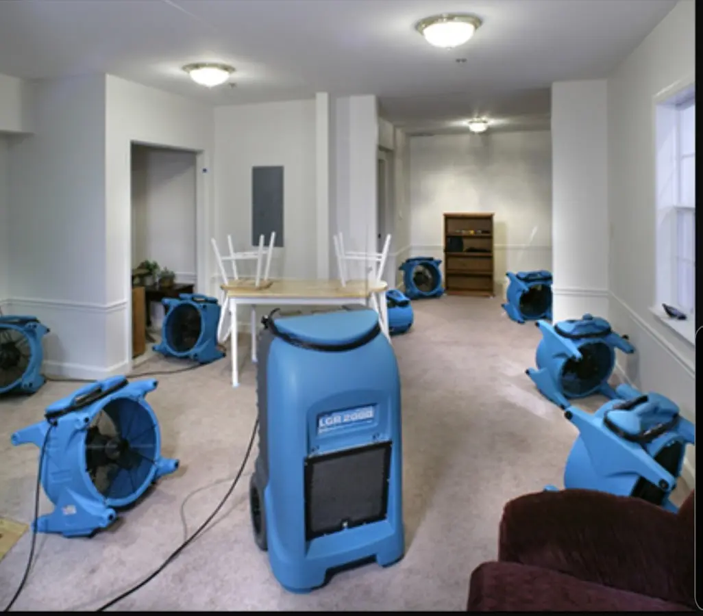 Air movers and dehumidifier setup for Water Extraction & Removal in Simsbury